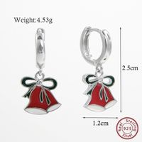 1 Pair Cute Christmas Hat Bell Antlers Epoxy Plating Inlay Sterling Silver Zircon White Gold Plated Rhodium Plated Ear Studs sku image 7