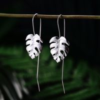 1 Pair Vintage Style Leaves Solid Color Plating Sterling Silver Ear Studs main image 1
