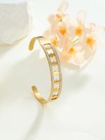 Simple Style Classic Style Palm 304 Stainless Steel 18K Gold Plated Zircon Bangle In Bulk main image 1