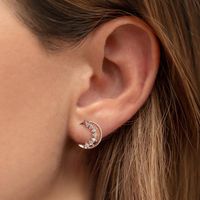 1 Pair Simple Style Moon Plating Inlay Sterling Silver Zircon Silver Plated Ear Studs main image 1