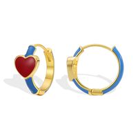 1 Pair Y2k Vintage Style Heart Shape Enamel Epoxy Plating Copper 18k Gold Plated Hoop Earrings sku image 2