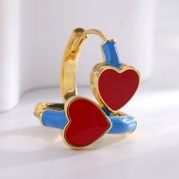 1 Pair Y2k Vintage Style Heart Shape Enamel Epoxy Plating Copper 18k Gold Plated Hoop Earrings main image 7