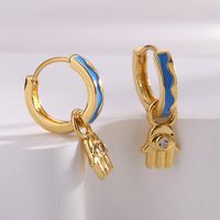 1 Pair Y2k Vintage Style Heart Shape Enamel Epoxy Plating Copper 18k Gold Plated Hoop Earrings main image 4