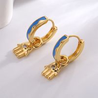 1 Pair Y2k Vintage Style Heart Shape Enamel Epoxy Plating Copper 18k Gold Plated Hoop Earrings main image 3