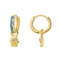 1 Pair Y2k Vintage Style Heart Shape Enamel Epoxy Plating Copper 18k Gold Plated Hoop Earrings sku image 3