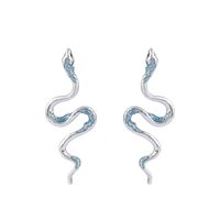 1 Pair Simple Style Snake Plating Inlay Alloy Crystal Silver Plated Ear Studs main image 2