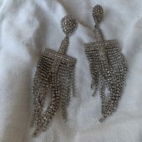 1 Pair Vintage Style Cross Plating Inlay Alloy Rhinestones Silver Plated Drop Earrings sku image 1