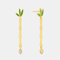 1 Pair Vintage Style Vacation Round Rhombus Enamel Plating Inlay Copper Zircon 18k Gold Plated Drop Earrings main image 8