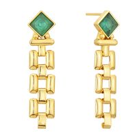 1 Pair Vintage Style Vacation Round Rhombus Enamel Plating Inlay Copper Zircon 18k Gold Plated Drop Earrings main image 4