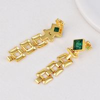 1 Pair Vintage Style Vacation Round Rhombus Enamel Plating Inlay Copper Zircon 18k Gold Plated Drop Earrings main image 3