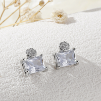 1 Pair Simple Style Square Solid Color Plating Inlay Copper Zircon 18k Gold Plated Ear Studs main image 7