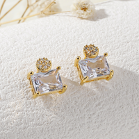 1 Pair Simple Style Square Solid Color Plating Inlay Copper Zircon 18k Gold Plated Ear Studs main image 8