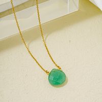 Wholesale Simple Style Water Droplets Stainless Steel Natural Stone Chain Pendant Necklace main image 7