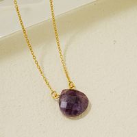 Wholesale Simple Style Water Droplets Stainless Steel Natural Stone Chain Pendant Necklace main image 2