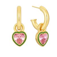 1 Pair Sweet Square Heart Shape Enamel Plating Inlay Copper Zircon 18k Gold Plated Drop Earrings main image 8