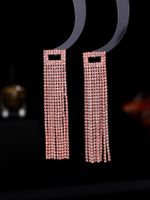 1 Pair Vacation Shiny Solid Color Plating Inlay Alloy Crystal Rhinestones Silver Plated Drop Earrings main image 2