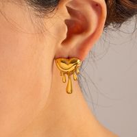 1 Par Estilo Ig Estilo Vintage Forma De Corazón Enchapado Acero Inoxidable Chapado En Oro De 18 Quilates. Pendientes main image 2