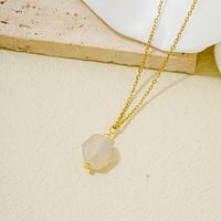 304 Stainless Steel Natural Stone Simple Style Plating Chain Geometric Rhombus Pendant Necklace main image 7