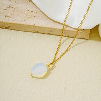 304 Stainless Steel Natural Stone Simple Style Plating Chain Geometric Rhombus Pendant Necklace main image 6