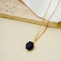304 Stainless Steel Natural Stone Simple Style Plating Chain Geometric Rhombus Pendant Necklace main image 5