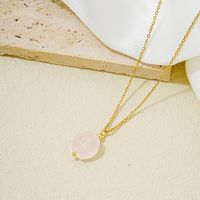 304 Stainless Steel Natural Stone Simple Style Plating Chain Geometric Rhombus Pendant Necklace main image 4