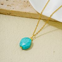 Wholesale Simple Style Geometric Rhombus 304 Stainless Steel Natural Stone Plating Chain Pendant Necklace main image 3