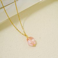 Wholesale Simple Style Geometric Rhombus 304 Stainless Steel Natural Stone Copper Plating Three-dimensional Inlay K Gold Plated Natural Stone Pendant Necklace main image 7