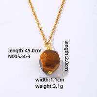 Wholesale Simple Style Geometric Rhombus 304 Stainless Steel Natural Stone Copper Plating Three-dimensional Inlay K Gold Plated Natural Stone Pendant Necklace sku image 1