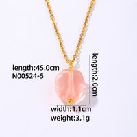 Wholesale Simple Style Geometric Rhombus 304 Stainless Steel Natural Stone Copper Plating Three-dimensional Inlay K Gold Plated Natural Stone Pendant Necklace sku image 2