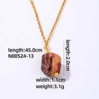 Wholesale Simple Style Geometric Rhombus 304 Stainless Steel Natural Stone Copper Plating Three-dimensional Inlay K Gold Plated Natural Stone Pendant Necklace sku image 3