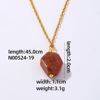 Wholesale Simple Style Geometric Rhombus 304 Stainless Steel Natural Stone Copper Plating Three-dimensional Inlay K Gold Plated Natural Stone Pendant Necklace sku image 4