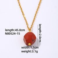 Wholesale Simple Style Geometric Rhombus 304 Stainless Steel Natural Stone Copper Plating Three-dimensional Inlay K Gold Plated Natural Stone Pendant Necklace sku image 5