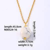 Wholesale Simple Style Geometric Rhombus 304 Stainless Steel Natural Stone Copper Plating Three-dimensional Inlay K Gold Plated Natural Stone Pendant Necklace sku image 6