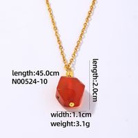 Wholesale Simple Style Geometric Rhombus 304 Stainless Steel Natural Stone Copper Plating Three-dimensional Inlay K Gold Plated Natural Stone Pendant Necklace sku image 7
