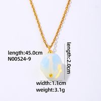 304 Stainless Steel Natural Stone Simple Style Plating Chain Geometric Rhombus Pendant Necklace sku image 2