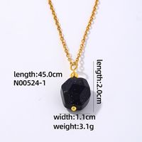 304 Stainless Steel Natural Stone Simple Style Plating Chain Geometric Rhombus Pendant Necklace sku image 3