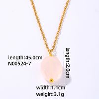 304 Stainless Steel Natural Stone Simple Style Plating Chain Geometric Rhombus Pendant Necklace sku image 4