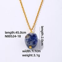 304 Stainless Steel Natural Stone Simple Style Plating Chain Geometric Rhombus Pendant Necklace sku image 5