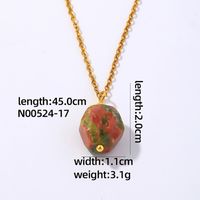 304 Stainless Steel Natural Stone Simple Style Plating Chain Geometric Rhombus Pendant Necklace sku image 6