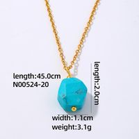 Wholesale Simple Style Geometric Rhombus 304 Stainless Steel Natural Stone Plating Chain Pendant Necklace sku image 1