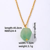 Wholesale Simple Style Geometric Rhombus 304 Stainless Steel Natural Stone Plating Chain Pendant Necklace sku image 2