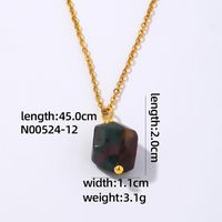 Wholesale Simple Style Geometric Rhombus 304 Stainless Steel Natural Stone Plating Chain Pendant Necklace sku image 5