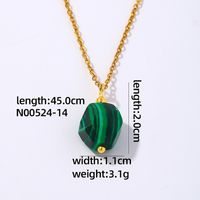 Wholesale Simple Style Geometric Rhombus 304 Stainless Steel Natural Stone Plating Chain Pendant Necklace sku image 6
