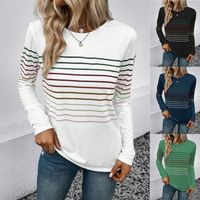 Women's T-shirt Long Sleeve T-shirts Printing Casual Stripe main image 1