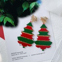 1 Pair Simple Style Classic Style Christmas Tree Printing Arylic Drop Earrings sku image 4
