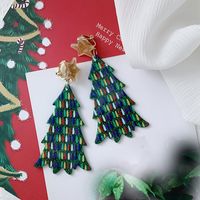 1 Pair Simple Style Classic Style Christmas Tree Printing Arylic Drop Earrings sku image 3