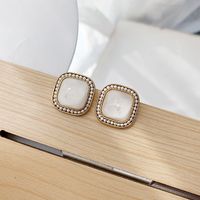 1 Pair Simple Style Square Plating Inlay Alloy Acrylic Gold Plated Ear Studs main image 8