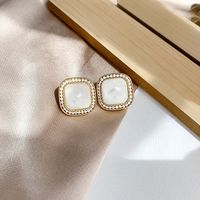 1 Pair Simple Style Square Plating Inlay Alloy Acrylic Gold Plated Ear Studs main image 4