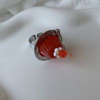 Y2k Cute Funny Cherry Silver Plated Arylic Alloy Wholesale Rings main image 6