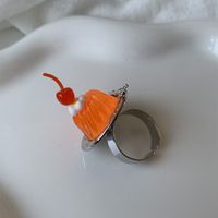 Y2k Cute Funny Cherry Silver Plated Arylic Alloy Wholesale Rings main image 10